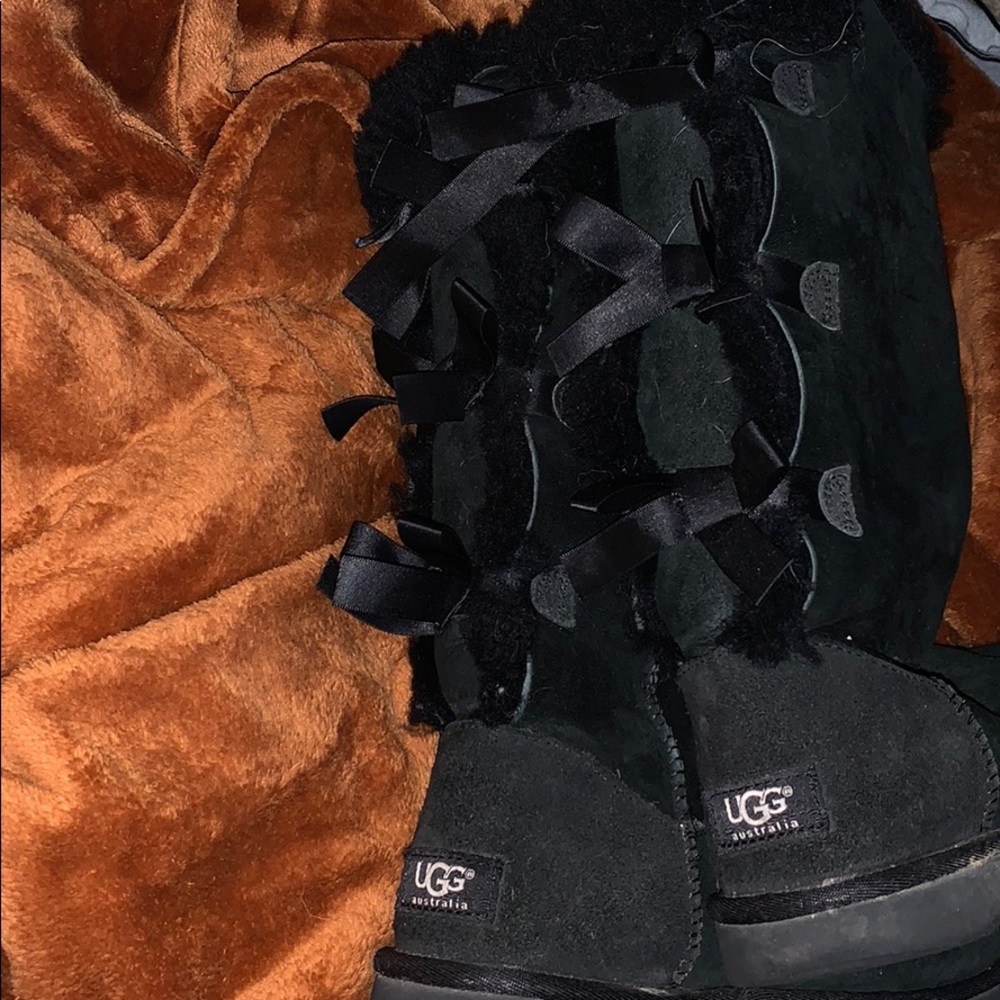 Tall Black Bow UGGs